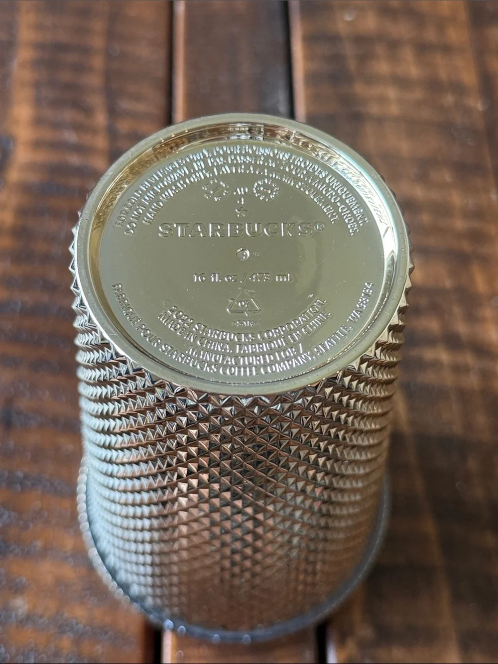 Starbucks Holiday 2022 Metallic Gold Studded Tumbler 16oz Grande Cold Cup